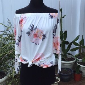 NWT white flower off the shoulder top.